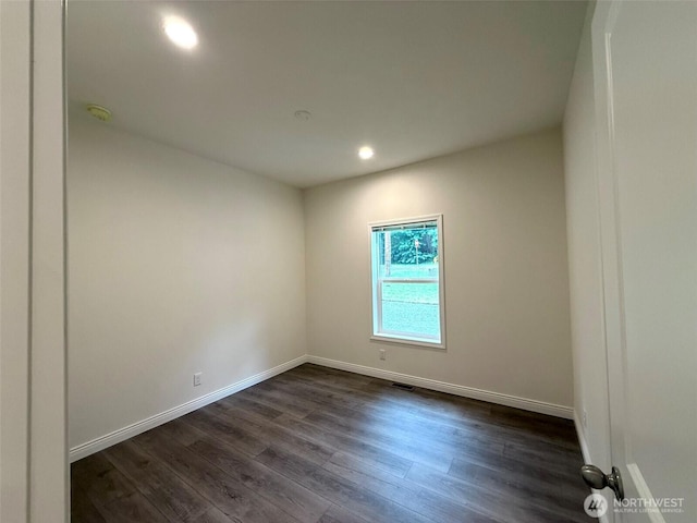 45332 Limestone St, Concrete, WA 98237 - unfurnished room featuring dark wood finished floors, recessed lighting, and a smoke detector