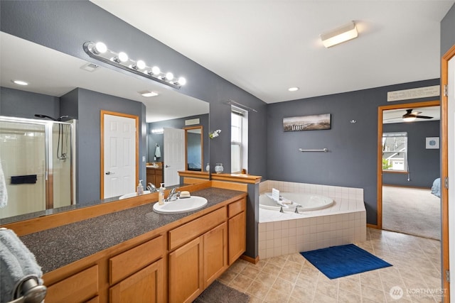 1877 Emerald Way, Lynden, WA 98264 - bathroom with a bath, a stall shower, vanity, and plenty of natural light