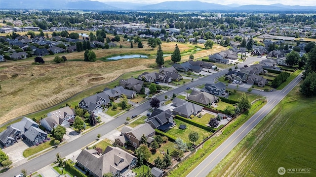 1877 Emerald Way, Lynden, WA 98264 - aerial overview of property's location with nearby suburban area and a water and mountain view