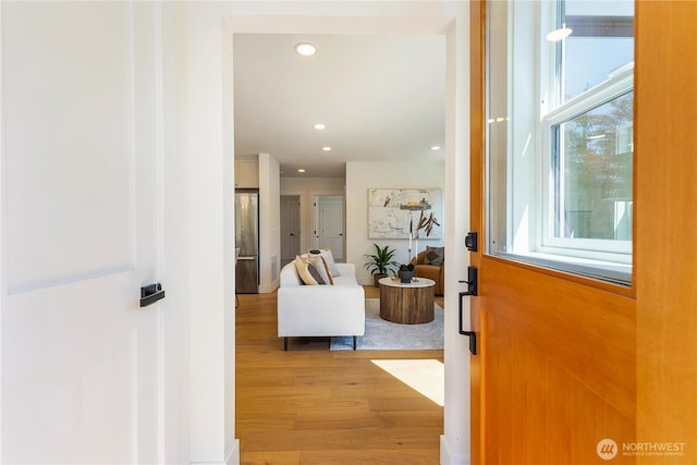 3430 42nd Ave SW, Seattle, WA 98116 - corridor featuring light wood-style floors, plenty of natural light, and recessed lighting