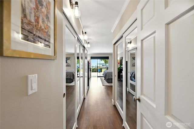 9717 NE Juanita Dr Unit 101, Kirkland, WA 98034 - hall with french doors and dark wood-style floors