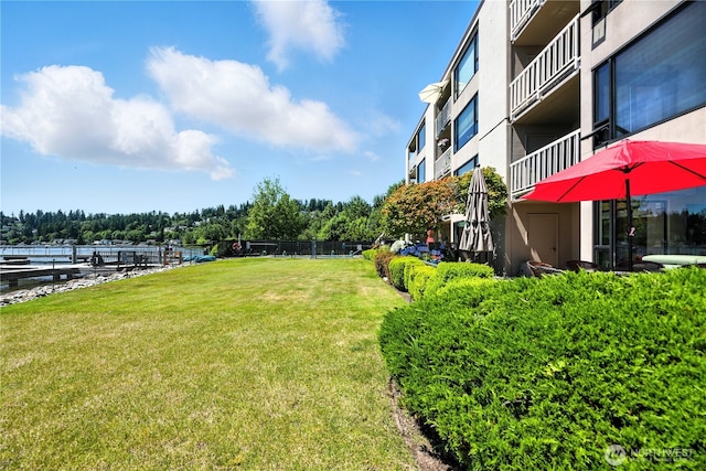 9717 NE Juanita Dr Unit 101, Kirkland, WA 98034 - view of grassy yard featuring a water view