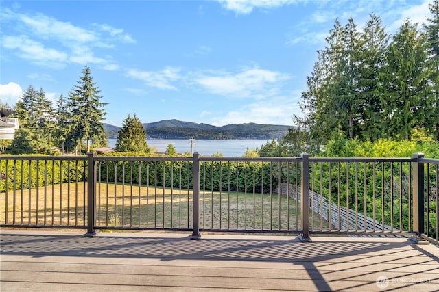 3319 Sunny Cove Ct, Bellingham, WA 98226 - wooden terrace with a water and mountain view