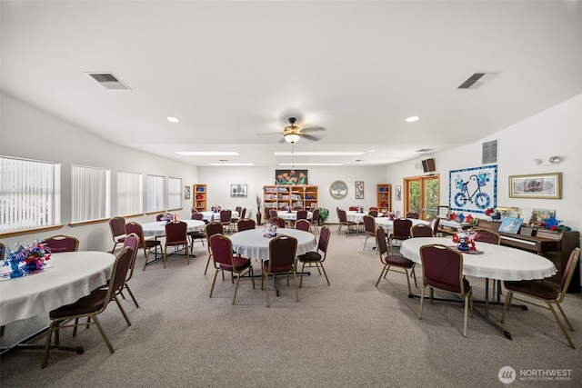 1809 Heritage Hvn, Wenatchee, WA 98801 - carpeted dining room featuring ceiling fan, plenty of natural light, and recessed lighting