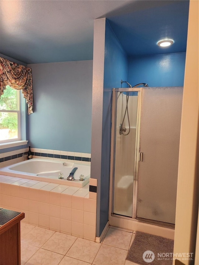 22528 100th Ave SE, Kent, WA 98031 - full bathroom with tile patterned flooring, a stall shower, and a bath