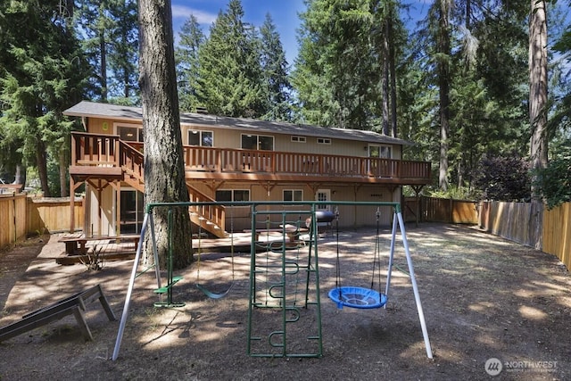 4402 Clearwater Dr SE, Lacey, WA 98503 - view of playground featuring a fenced backyard and a wooden deck