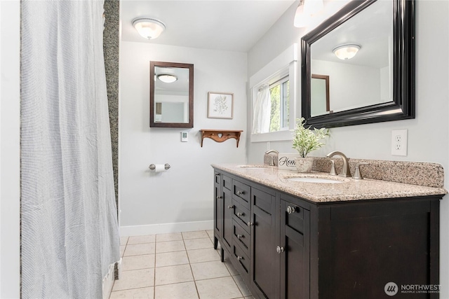 2427 Lincoln St, Bellingham, WA 98225 - bathroom featuring double vanity and tile patterned floors