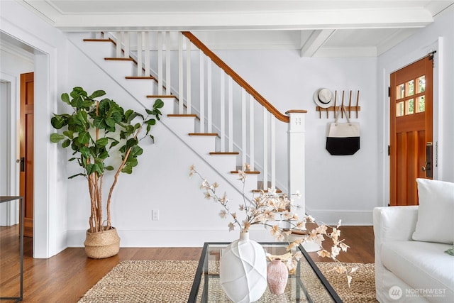 7016 Fremont Ave N, Seattle, WA 98103 - entryway with wood finished floors and stairs