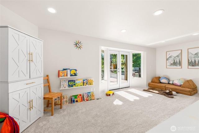 18110 85th St E, Bonney Lake, WA 98391 - playroom with carpet, recessed lighting, and french doors