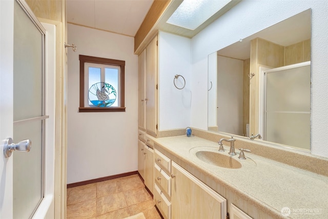 1402 22nd St NE Unit 86, Auburn, WA 98002 - bathroom with a shower with door and vanity