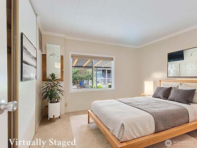 1402 22nd St NE Unit 86, Auburn, WA 98002 - bedroom featuring light carpet and ornamental molding