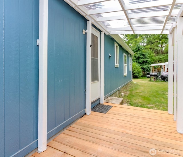 15816 251st St E, Graham, WA 98338 - wooden terrace with a pergola and a lawn