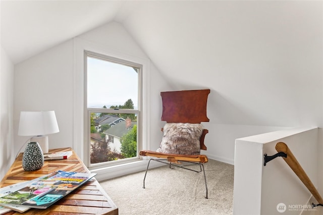 3211 16th Ave S, Seattle, WA 98144 - sitting room featuring carpet floors and vaulted ceiling