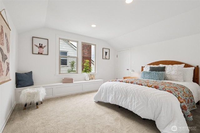 3211 16th Ave S, Seattle, WA 98144 - bedroom with vaulted ceiling, light colored carpet, and recessed lighting