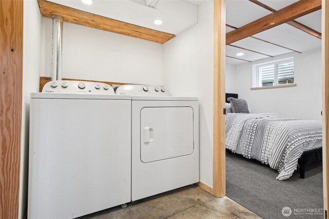 3211 16th Ave S, Seattle, WA 98144 - laundry area with washing machine and clothes dryer and recessed lighting