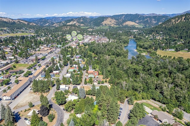 106 River St, Leavenworth, WA 98826 - aerial view of property and surrounding area featuring a water and mountain view