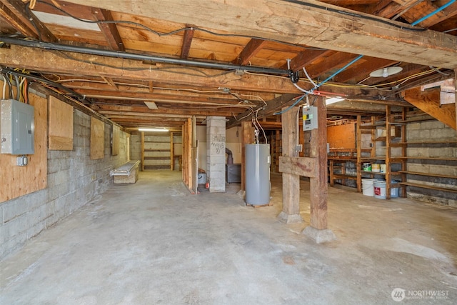 2104 Stuart St, Raymond, WA 98577 - unfinished basement featuring water heater and electric panel