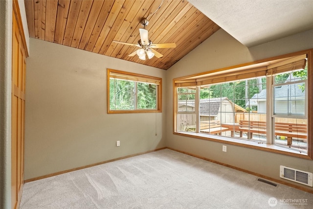 383 E Piper Way, Camano Island, WA 98282 - carpeted spare room with lofted ceiling, ceiling fan, and wood ceiling