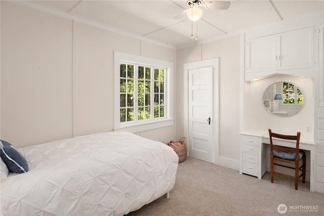 32112 E Bird St, Carnation, WA 98014 - bedroom with crown molding, light colored carpet, and ceiling fan