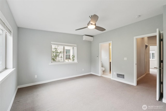4214 S Trenton St, Seattle, WA 98118 - unfurnished bedroom with carpet floors, an AC wall unit, ensuite bathroom, and ceiling fan