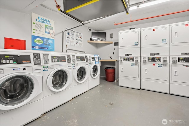 1400 Hubbell Pl Unit 909, Seattle, WA 98101 - community laundry room featuring estacked washer and dryer and washer and dryer