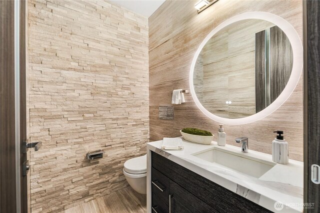 11210 SE 74th St, Newcastle, WA 98056 - bathroom with vanity and wood finished floors