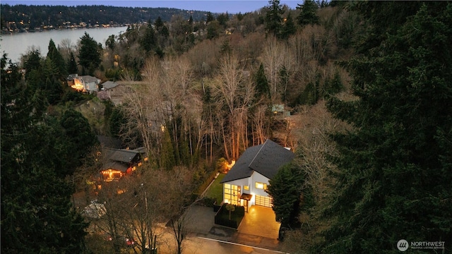 11210 SE 74th St, Newcastle, WA 98056 - aerial view of property and surrounding area featuring a forest and a large body of water