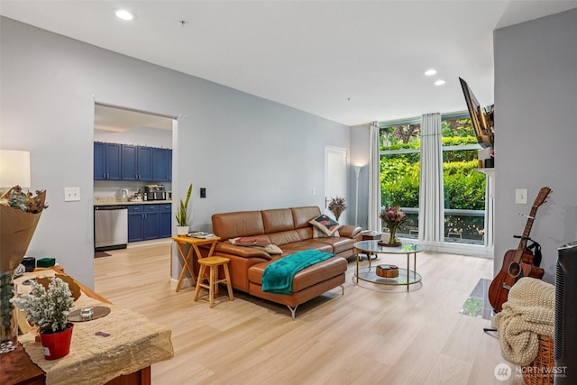 3221 SW Avalon Way Unit 113, Seattle, WA 98126 - living room with light wood-type flooring and recessed lighting