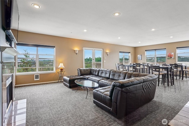 3221 SW Avalon Way Unit 113, Seattle, WA 98126 - carpeted living room with recessed lighting and baseboards