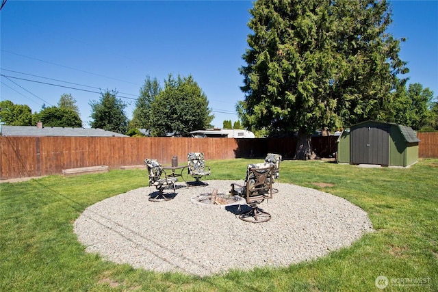 1136 Harding, Enumclaw, WA 98022 - fenced backyard with a storage shed, a fire pit, and a patio