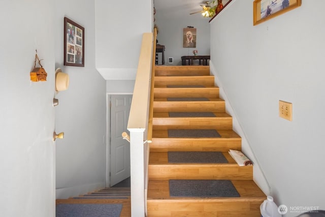 3235 33rd Ave S, Seattle, WA 98144 - stairs featuring a ceiling fan