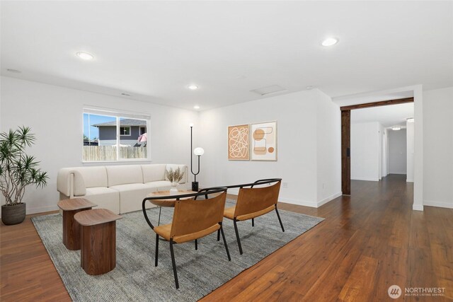 11950 SE 253rd St, Kent, WA 98030 - living room featuring wood finished floors and recessed lighting