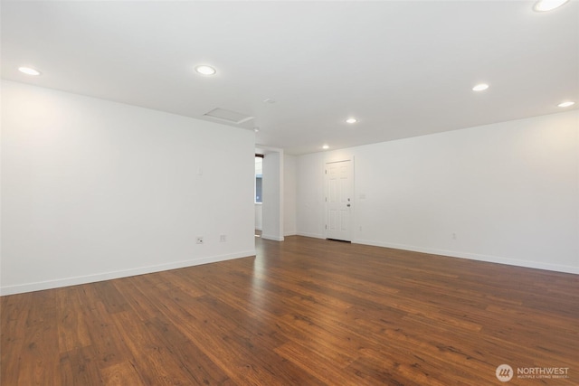 11950 SE 253rd St, Kent, WA 98030 - unfurnished room with dark wood finished floors, recessed lighting, and attic access
