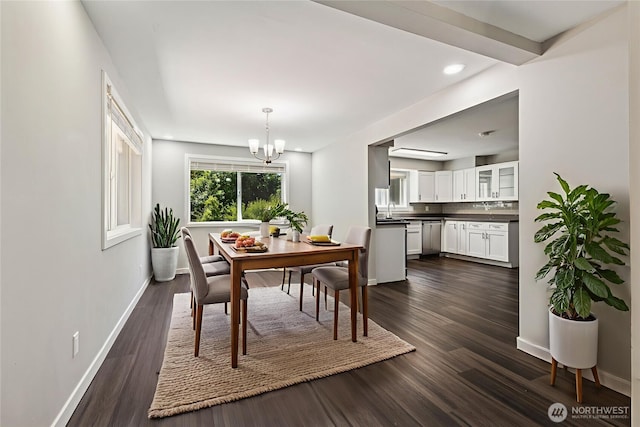 1524 26th Ave NE, Olympia, WA 98506 - dining area featuring a chandelier, dark wood-style floors, and recessed lighting