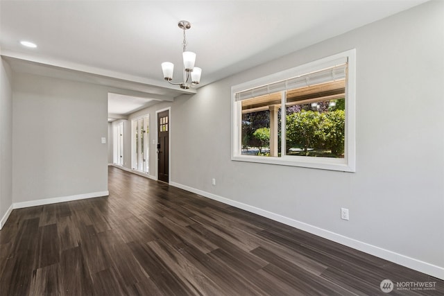 1524 26th Ave NE, Olympia, WA 98506 - empty room featuring a chandelier, dark wood finished floors, and recessed lighting