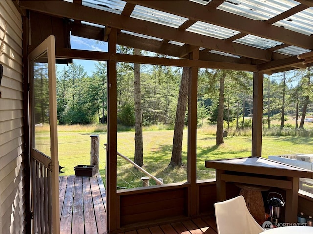 108 N Airport Way, Friday Harbor, WA 98250 - sunroom with view of wooded area and healthy amount of natural light