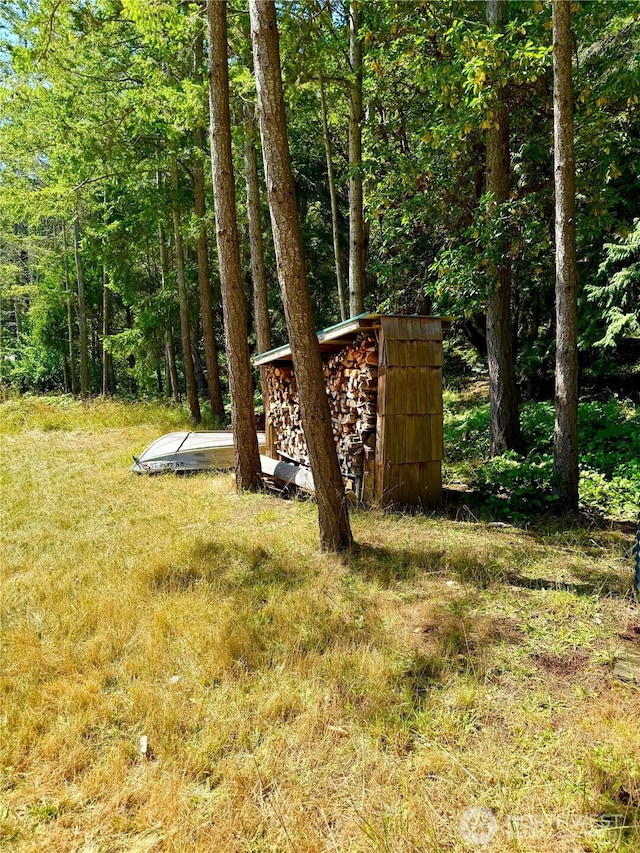 108 N Airport Way, Friday Harbor, WA 98250 - view of green lawn with a forest view