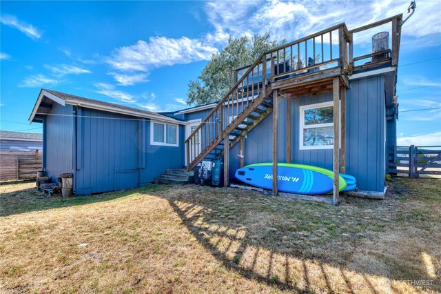 724 Walters Ln, Point Roberts, WA 98281 - rear view of house with stairway and a deck