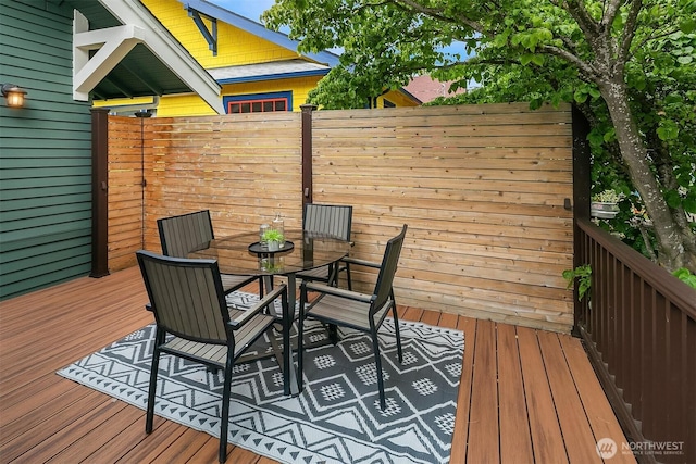 4010 Interlake Ave N, Seattle, WA 98103 - wooden terrace featuring outdoor dining area