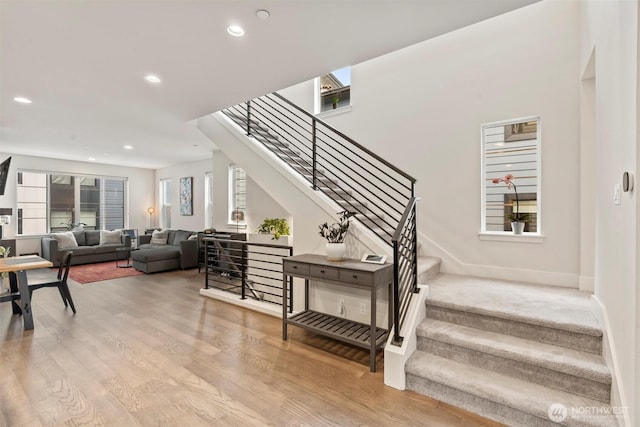 26637 NE Boyd Way Unit 102, Duvall, WA 98019 - stairs with recessed lighting and wood finished floors