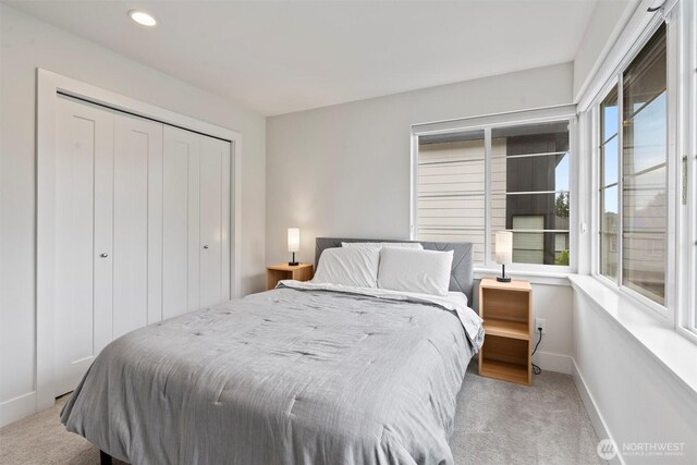 26637 NE Boyd Way Unit 102, Duvall, WA 98019 - bedroom with carpet flooring, a closet, and recessed lighting