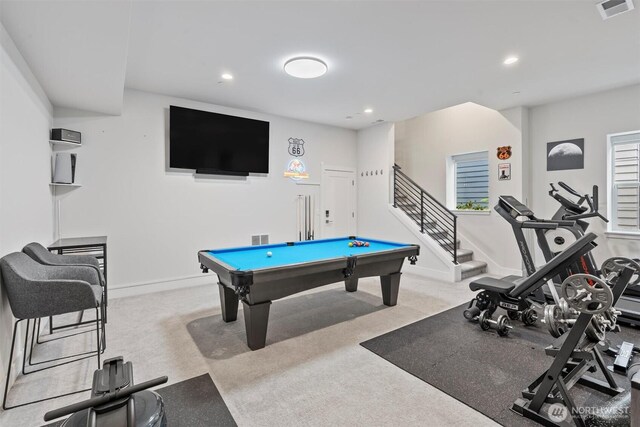26637 NE Boyd Way Unit 102, Duvall, WA 98019 - recreation room with recessed lighting, billiards table, and carpet