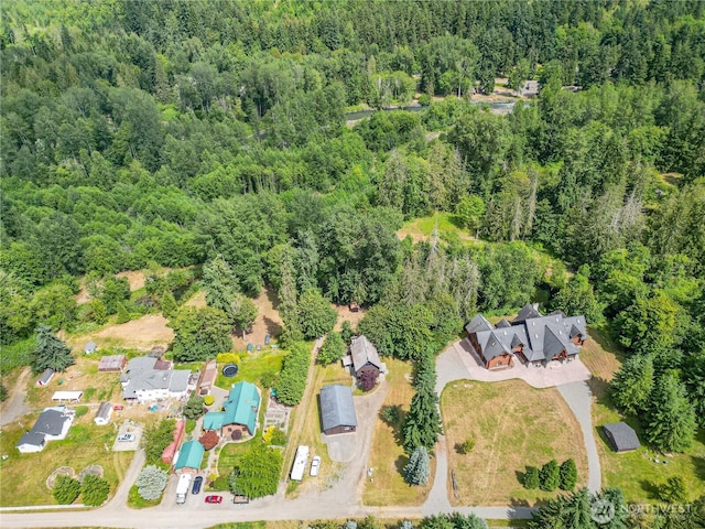 71 Waggler Way, Sequim, WA 98382 - aerial view of property and surrounding area with a heavily wooded area