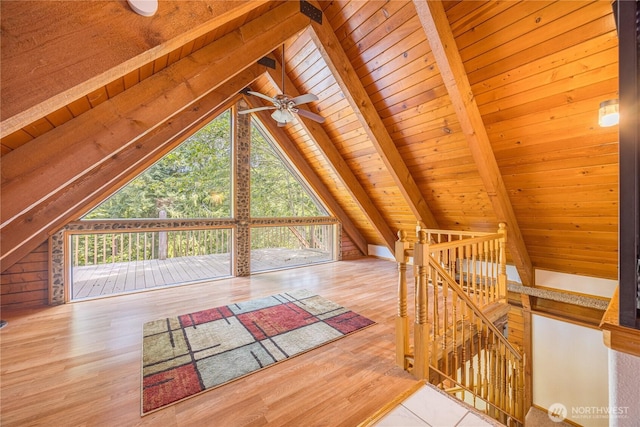 71 Waggler Way, Sequim, WA 98382 - bonus room with wood ceiling, plenty of natural light, a ceiling fan, and wood finished floors