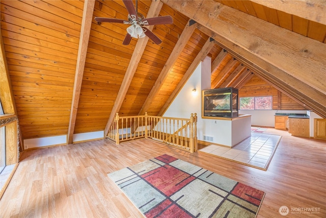 71 Waggler Way, Sequim, WA 98382 - bonus room with wood finished floors, wooden ceiling, and ceiling fan