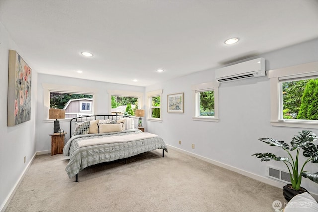 1339 N 167th St, Shoreline, WA 98133 - bedroom with a wall mounted AC, multiple windows, light colored carpet, and recessed lighting
