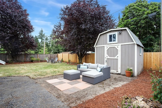 1339 N 167th St, Shoreline, WA 98133 - fenced backyard featuring outdoor lounge area, a shed, and a patio