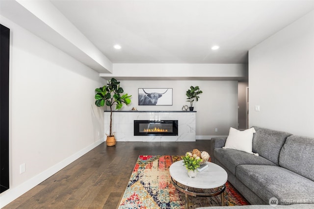 1422 Browns Point Blvd, Tacoma, WA 98422 - living area with hardwood / wood-style floors, a fireplace, and recessed lighting