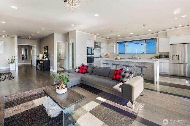 1422 Browns Point Blvd, Tacoma, WA 98422 - living area with light wood finished floors and recessed lighting