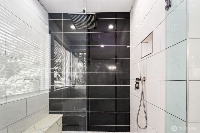 1422 Browns Point Blvd, Tacoma, WA 98422 - bathroom with a tile shower and tile walls